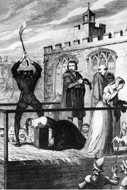 Decapitación el 12 de febrero de 1554 de la reina Juana de Inglaterra.