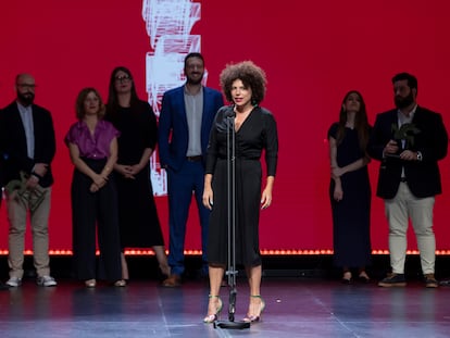 La editora jefa de EL PAÍS Audio, Silvia Cruz, durante la gala.