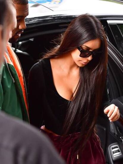 Kim Kardashian, a su llegada esta tarde a su apartamento en Nueva York.