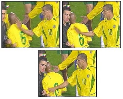 Secuencia del incidente entre Roberto Carlos y el árbitro.