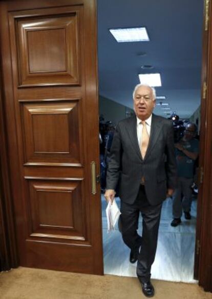 Garc&iacute;a-Margallo, a su llegada al Congreso.