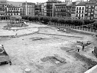 Vista actual de las obras de la Plaza del Castillo.