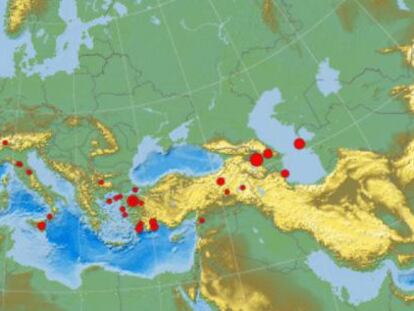 Movimientos sísmicos en las últimas 24 horas en Europa.