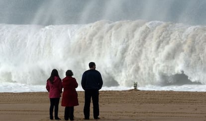 A wave hits Meco beach, where six students believed to have been taking part in an initiation rite died in December.