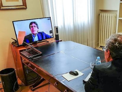 Torra i Artadi parlen amb Puigdemont, retingut a Alemanya, el passat dia 30.