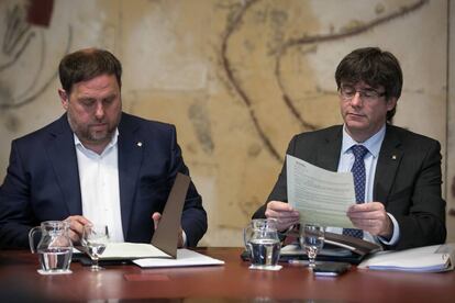 Oriol Junqueras y el presidente catalán, Carles Puigdemont.