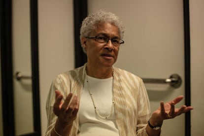 Patricia Hill Collins durante entrevista a repórter Rute Pina da Agência Pública.