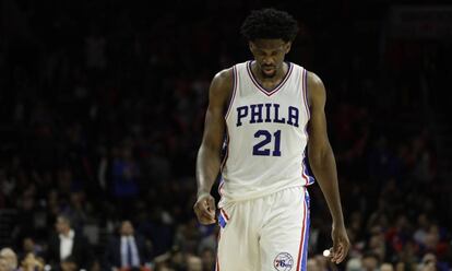 Embiid, en enero, en un partido contra los Knicks.