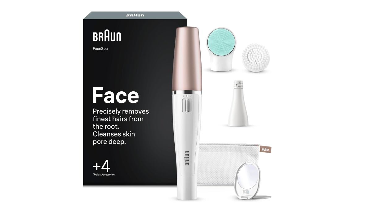 Depiladora facial con cuatro accesorios incluidos, de Braun.