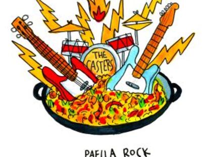 Una de las ilustraciones del libro 'Cocina Indie'. La paella rock está inspirada en el grupo The Casters.
