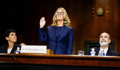 Christine Blasey Ford, durante su declaración en el comité judicial del Senado, el 27 de septiembre de 2018.