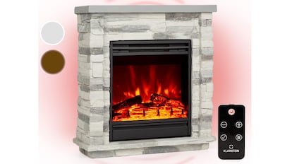 chimenea eléctrica decorativa​ con estética tradicional.
