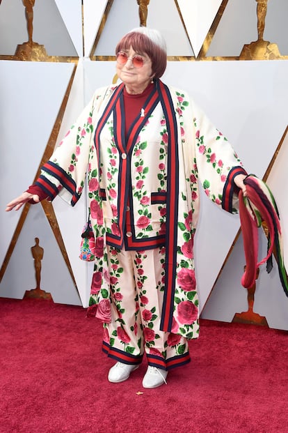 Agnès Vardà en la alfombra roja de los pasados premios Oscar.