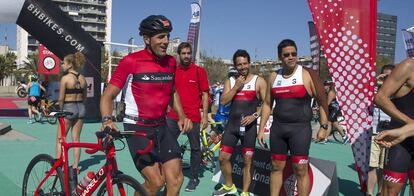 Miguel Indurain en el Triathlon Barcelona.