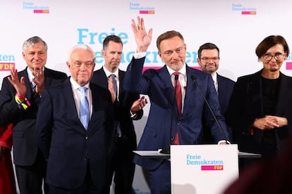 El lder del Partido FDP y candidato a canciller alemn, Christian Lindner, tras conocer los primros datos de las elecciones.