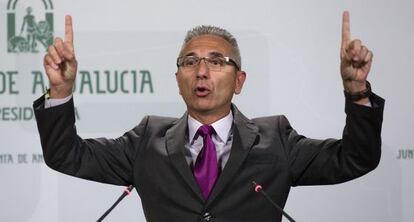 El portavoz del Ejecutivo andaluz, Miguel Ángel Vázquez, tras la reunión del Consejo de Gobierno.