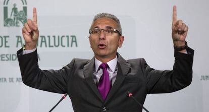 El portavoz del Ejecutivo andaluz, Miguel &Aacute;ngel V&aacute;zquez, tras la reuni&oacute;n del Consejo de Gobierno.