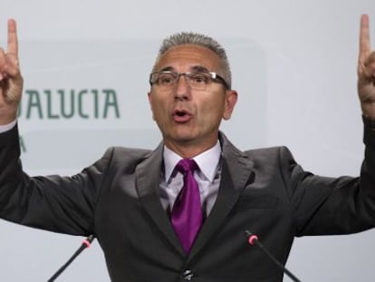 El portavoz del Ejecutivo andaluz, Miguel &Aacute;ngel V&aacute;zquez, tras la reuni&oacute;n del Consejo de Gobierno.