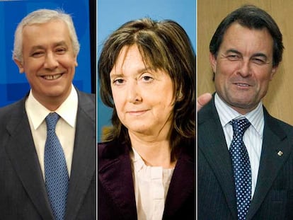 Javier Arenas, Dolors Nadal y Artur Mas.