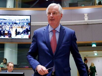 El negociador europeo, Michel Barnier, este lunes en Bruselas.