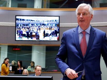 El negociador europeo, Michel Barnier, este lunes en Bruselas.