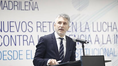 Fernando Grande-Marlaska, ministro del Interior, interviene en las Jornadas sobre la Lucha contra la Violencia en la Infancia en Madrid.