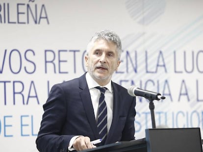 Fernando Grande-Marlaska, ministro del Interior, interviene en las Jornadas sobre la Lucha contra la Violencia en la Infancia en Madrid.