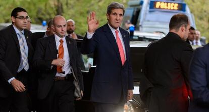 John Kerry, a su llegada a Ginebra, hoy. 
