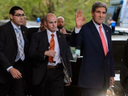 John Kerry, a su llegada a Ginebra, hoy. 