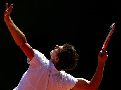 Andy Murray, durante el entrenamiento de ayer.