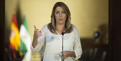 La Presidenta de la Junta de Andalucía, Susana Díaz, en declaraciones.