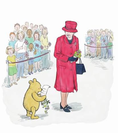 Winnie the Pooh lee un poema a la Reina Isabel II.