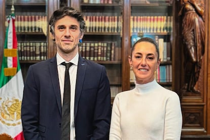 Claudia Sheinbaum y Guido Croxatto en Ciudad de México, en febrero.