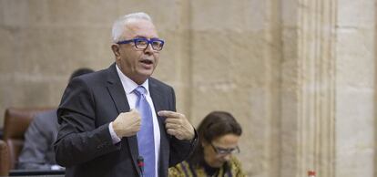 El consejero de Economía, Innovación, Ciencia y Empleo, José Sánchez Maldonado, en el Parlamento.