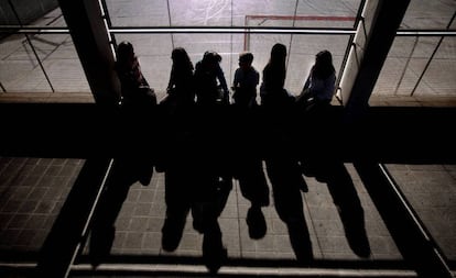 School children in Barcelona attending a bullying prevention program.