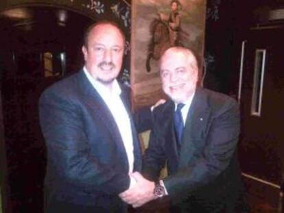 Benítez con el presidente del Nápoles, De Laurentiis.
