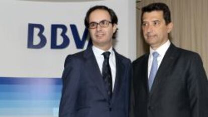 El director de la Territorial Norte de BBVA, Jorque Sa&eacute;z-Azkunaga, y el economista jefe de Econom&iacute;as Desarrolladas de BBVA Research, Rafael Dom&eacute;nech.