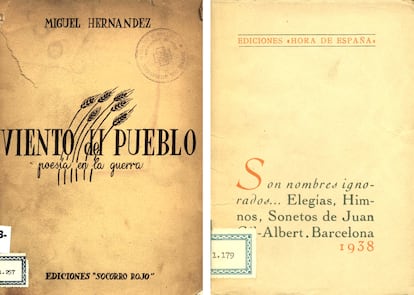 Libros censurados en el franquismo sobre poesía, de Miguel Hernández, entre otros.