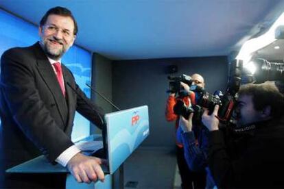 Mariano Rajoy, en su comparecencia ante los medios después de reunirse con los líderes regionales del PP.