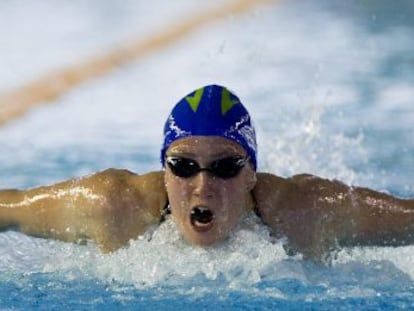 Belmonte en la posta de mariposa de los 400m estilos. 