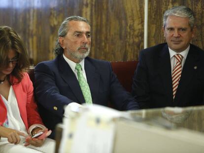 M&oacute;nica Magari&ntilde;os, Francisco Correa y Pablo Crespo en el juicio por los ama&ntilde;os de Fitur.