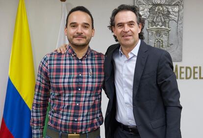 Manuel Córdoba y Fico Gutiérrez, en una imagen compartida en redes sociales por el encargado de Cultura en Medellín (Colombia), el pasado 6 de enero.