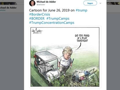 El tuit de Michael de Adder con la polémica viñeta.