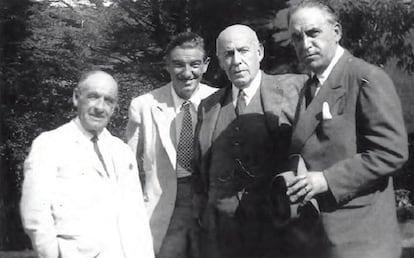 Gregorio Marañón,Tom Burns, José Ortega y Gasset e Ignacio Zuloaga
en un encuentro.