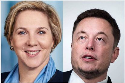 Robyn Denholm y Elon Musk.