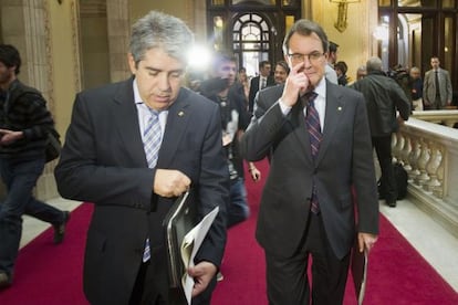 Francesc Homs y Artur Mas en el Parlament.