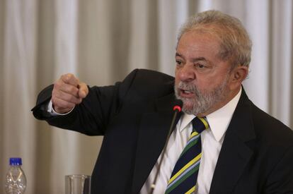 O ex-presidente Lula durante coletiva de imprensa