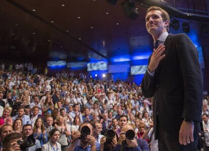 Pablo Casado al ser elegido líder del PP en el congreso del 22 de julio. 