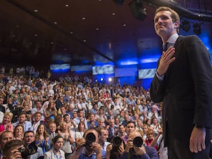 Pablo Casado al ser elegido líder del PP en el congreso del 22 de julio. 