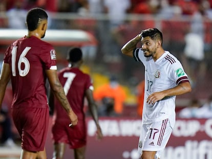 Jesús 'Tecatito' Corona celebra su gol frente a Panamá, en la tercera fecha de las eliminatorias rumbo a Qatar 2022.